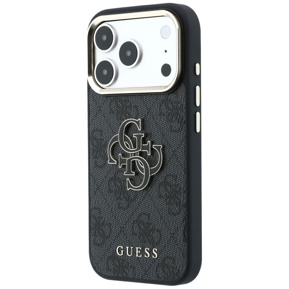 Guess 4G & Big Resin Logo dėklas iPhone 17 Pro Max / 18 Pro Max - juodas -- iPhone 17 Pro Max / iPhone 18 Pro Max