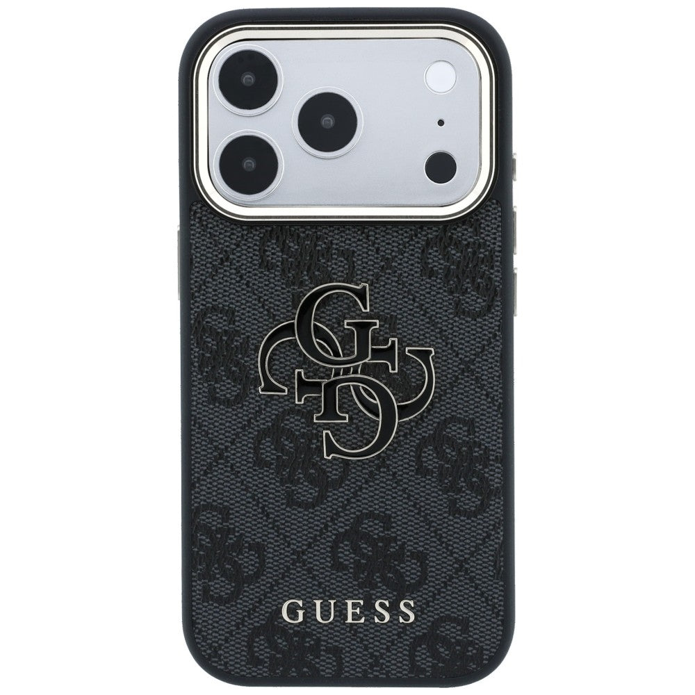 Guess 4G & Big Resin Logo dėklas iPhone 17 Pro Max / 18 Pro Max - juodas -- iPhone 17 Pro Max / iPhone 18 Pro Max