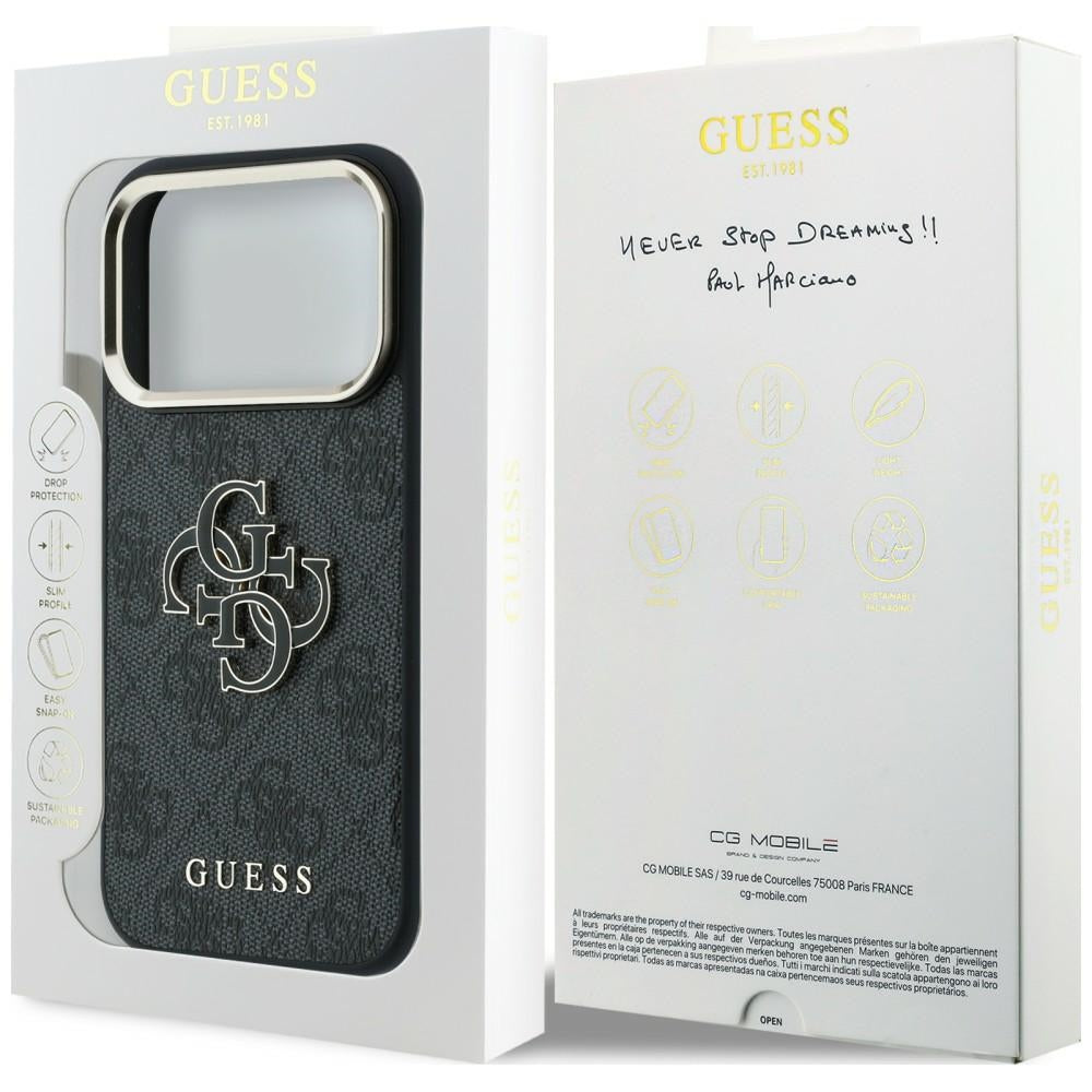 Guess 4G & Big Resin Logo dėklas iPhone 17 Pro Max / 18 Pro Max - juodas -- iPhone 17 Pro Max / iPhone 18 Pro Max