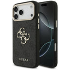 Guess 4G Big 4G Classic Logo dėklas iPhone 17 Pro Max / 18 Pro Max - juodas ir aukso spalva -- iPhone 17 Pro Max / iPhone...