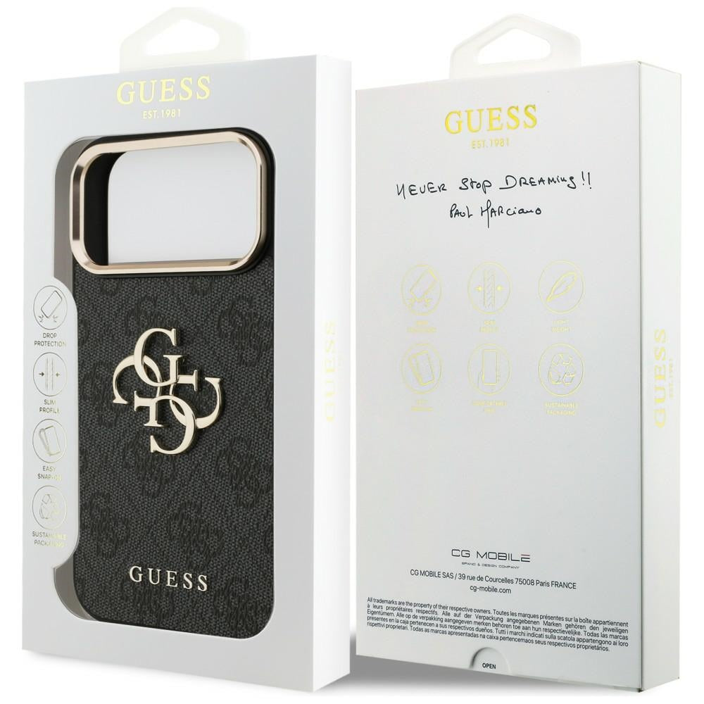 Guess 4G Big 4G Classic Logo dėklas iPhone 17 Pro Max / 18 Pro Max - juodas ir aukso spalva -- iPhone 17 Pro Max / iPhone...