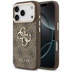 Guess 4G Big 4G Classic Logo dėklas iPhone 17 Pro / 18 Pro - ruda ir aukso spalva -- iPhone 17 Pro / iPhone 18 Pro