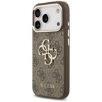 Guess 4G Big 4G Classic Logo dėklas iPhone 17 Pro / 18 Pro - ruda ir aukso spalva -- iPhone 17 Pro / iPhone 18 Pro