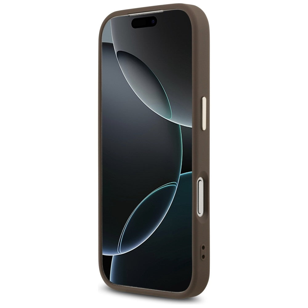 Guess 4G Big 4G Classic Logo dėklas iPhone 17 Pro / 18 Pro - ruda ir aukso spalva -- iPhone 17 Pro / iPhone 18 Pro
