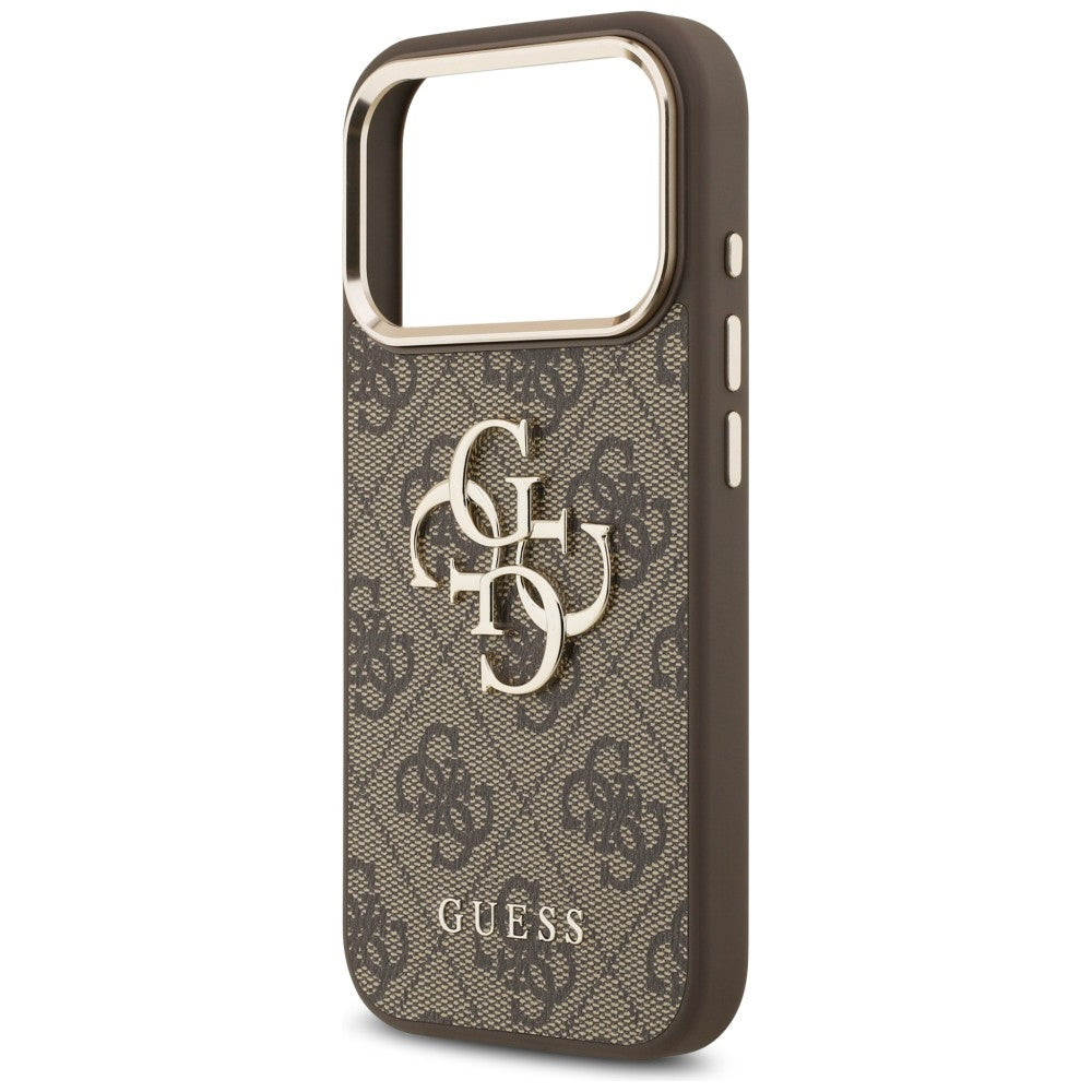 Guess 4G Big 4G Classic Logo dėklas iPhone 17 Pro / 18 Pro - ruda ir aukso spalva -- iPhone 17 Pro / iPhone 18 Pro