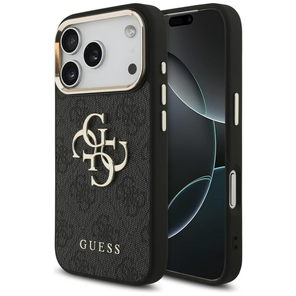 Guess 4G Big 4G Classic Logo dėklas iPhone 17 Pro / 18 Pro - juodas ir aukso spalva -- iPhone 17 Pro / iPhone 18 Pro