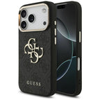 Guess 4G Big 4G Classic Logo dėklas iPhone 17 Pro / 18 Pro - juodas ir aukso spalva -- iPhone 17 Pro / iPhone 18 Pro