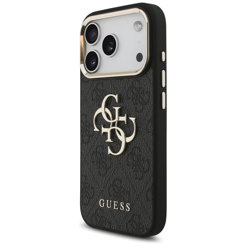 Guess 4G Big 4G Classic Logo dėklas iPhone 17 Pro / 18 Pro - juodas ir aukso spalva -- iPhone 17 Pro / iPhone 18 Pro