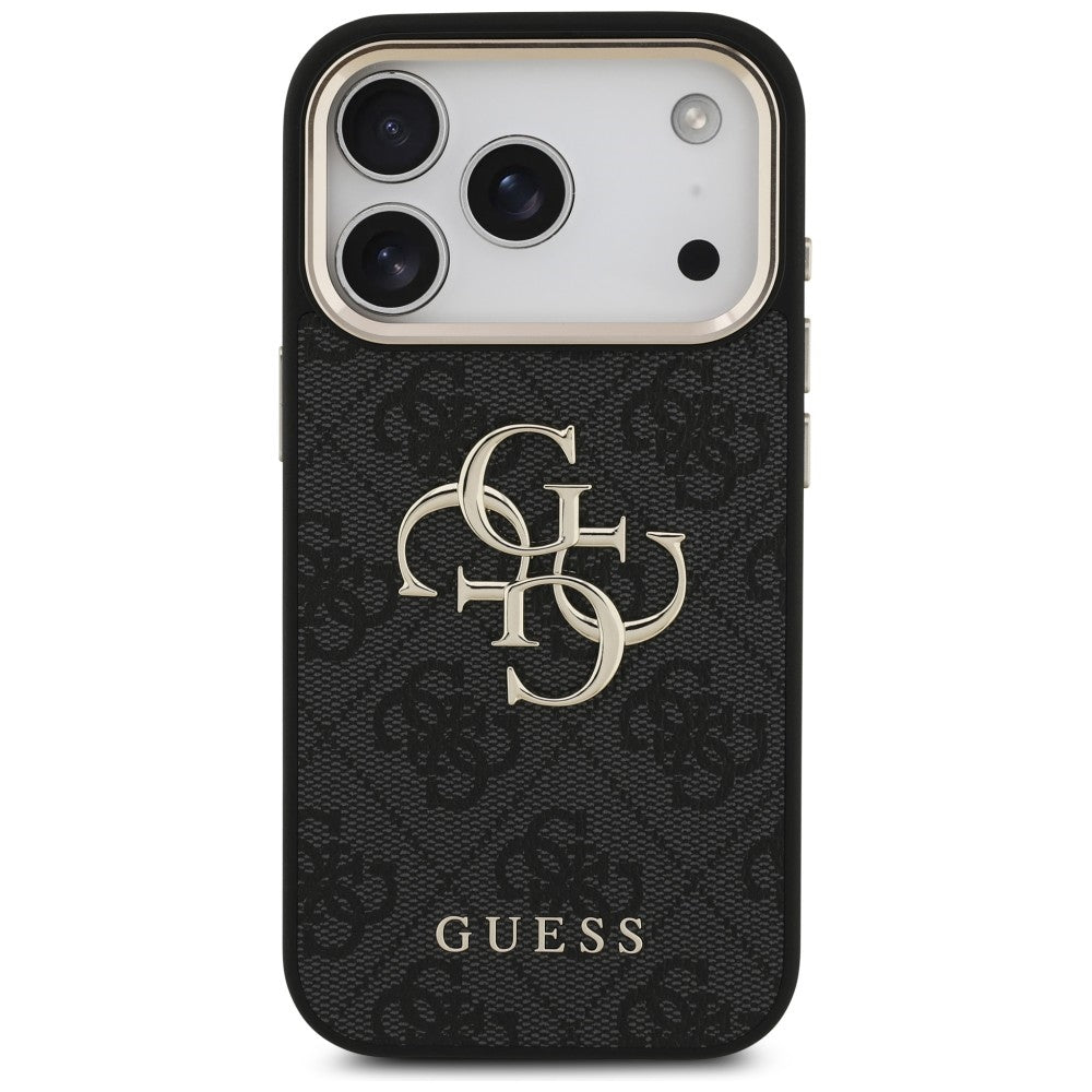 Guess 4G Big 4G Classic Logo dėklas iPhone 17 Pro / 18 Pro - juodas ir aukso spalva -- iPhone 17 Pro / iPhone 18 Pro