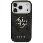 Guess 4G Big 4G Classic Logo dėklas iPhone 17 Pro / 18 Pro - juodas ir aukso spalva -- iPhone 17 Pro / iPhone 18 Pro