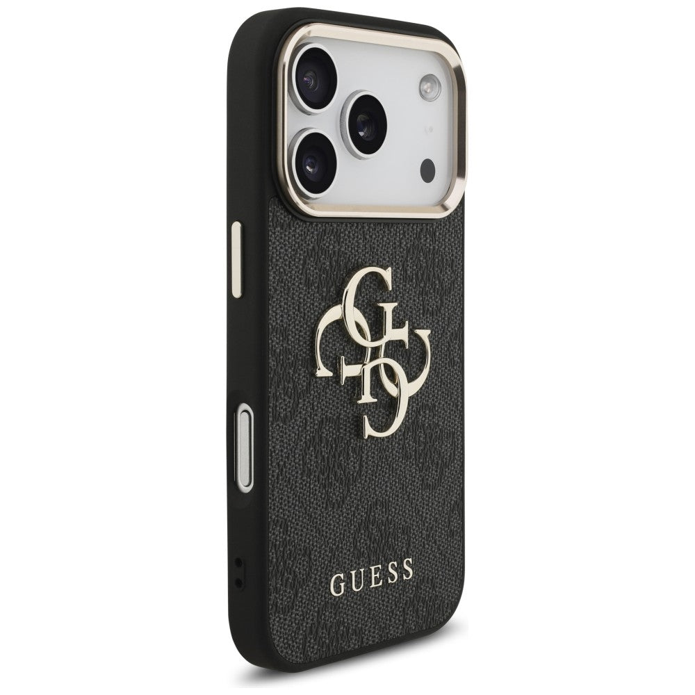 Guess 4G Big 4G Classic Logo dėklas iPhone 17 Pro / 18 Pro - juodas ir aukso spalva -- iPhone 17 Pro / iPhone 18 Pro