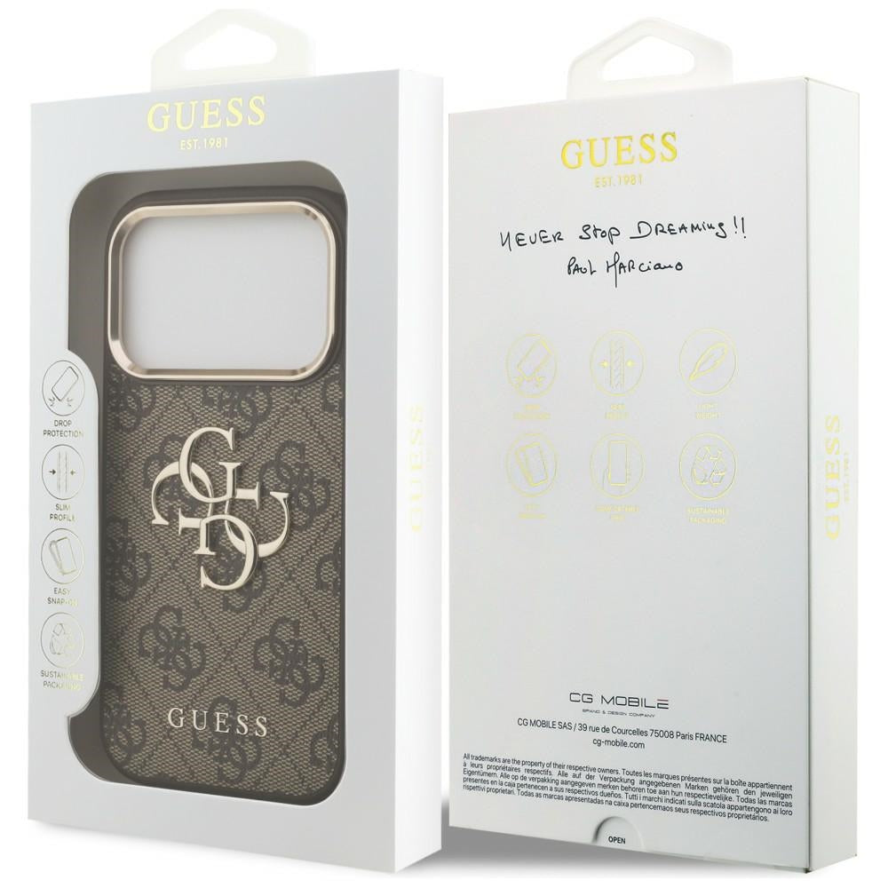 Guess 4G Big 4G Classic Logo dėklas iPhone 17 Pro Max / 18 Pro Max - ruda ir aukso spalva -- iPhone 17 Pro Max / iPhone...