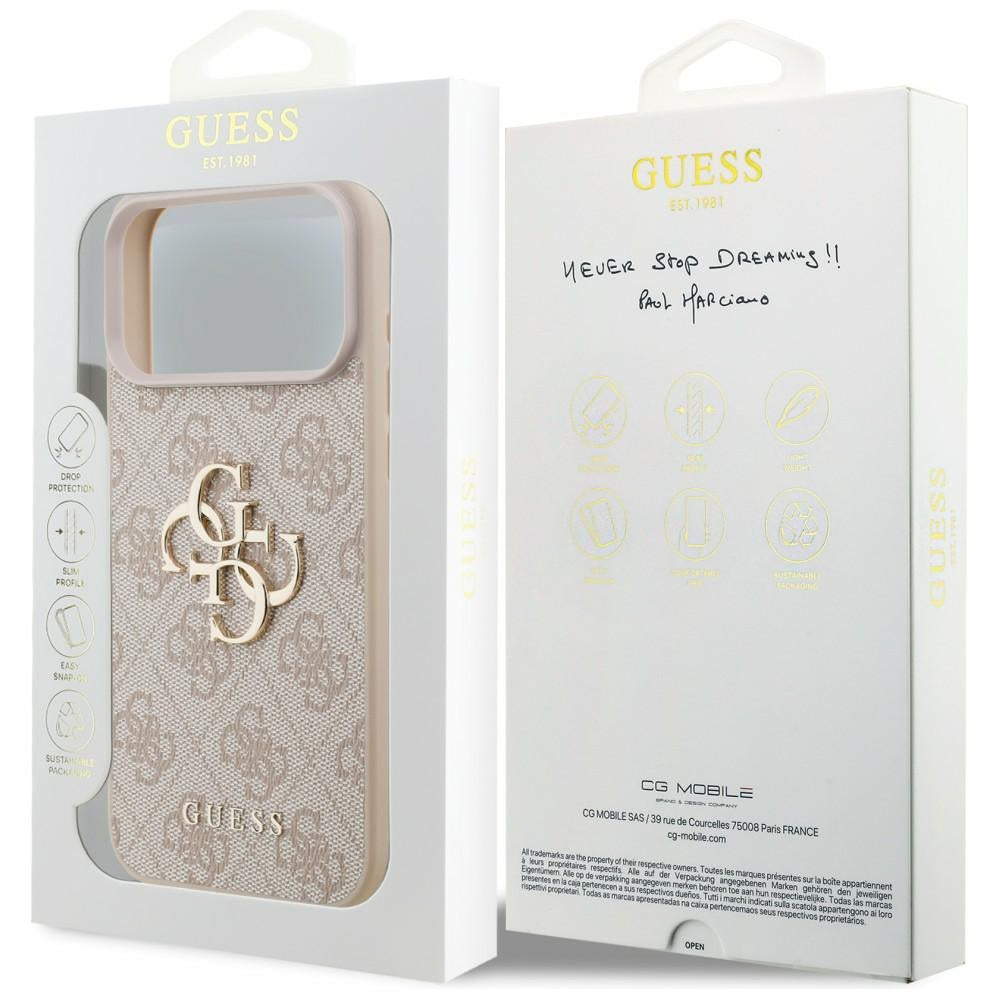 Guess 4G Big Logo dėklas skirtas iPhone 17 Pro Max / 18 Pro Max - rožinė spalva -- iPhone 17 Pro Max / iPhone 18 Pro Max