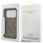 Guess 4G Classic dėklas skirtas iPhone 17 Pro / 18 Pro - ruda spalva -- iPhone 17 Pro / iPhone 18 Pro