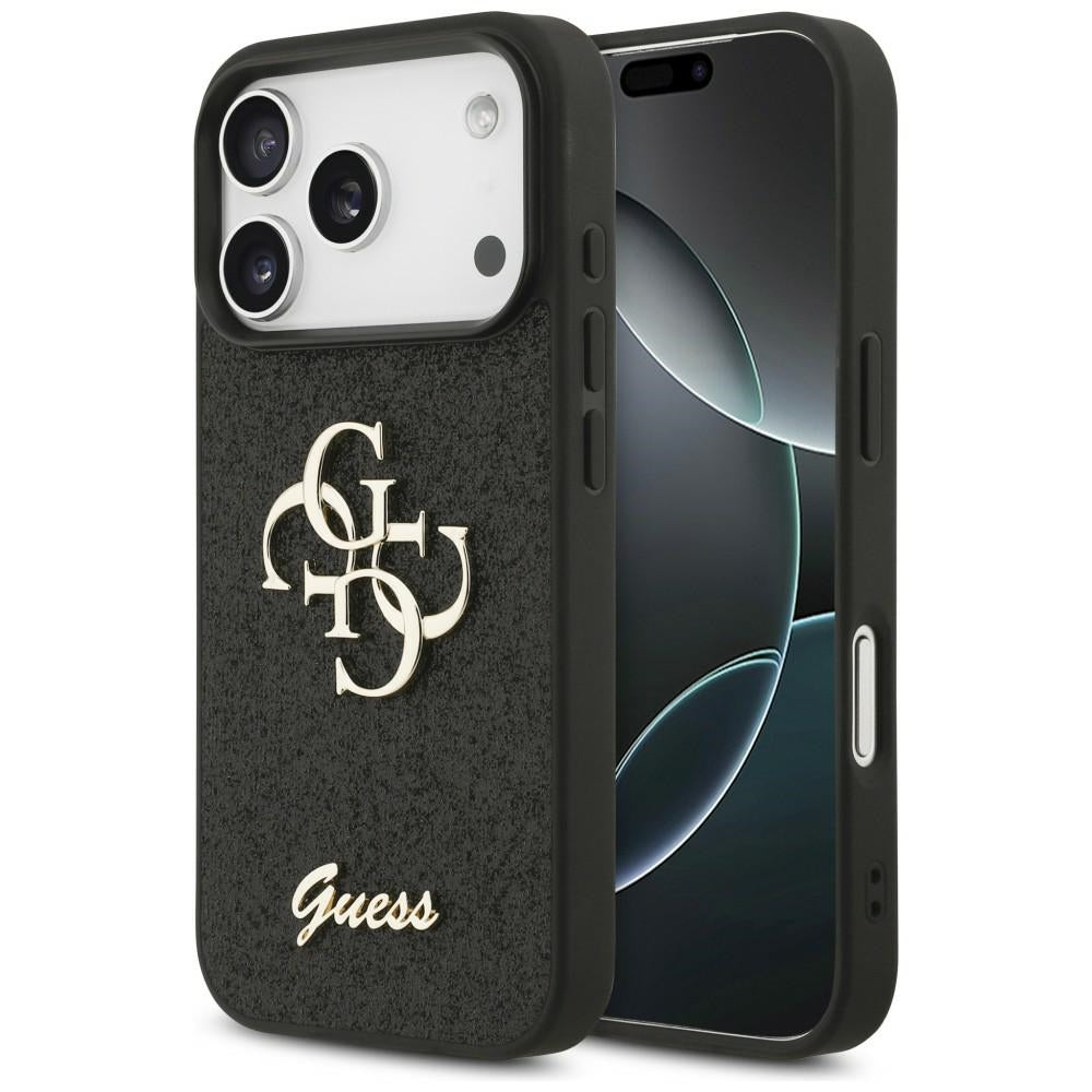 Guess Fixed Glitter Big 4G dėklas iPhone 17 Pro / 18 Pro - Juodas -- iPhone 17 Pro / iPhone 18 Pro