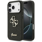 Guess Fixed Glitter Big 4G dėklas iPhone 17 Pro / 18 Pro - Juodas -- iPhone 17 Pro / iPhone 18 Pro