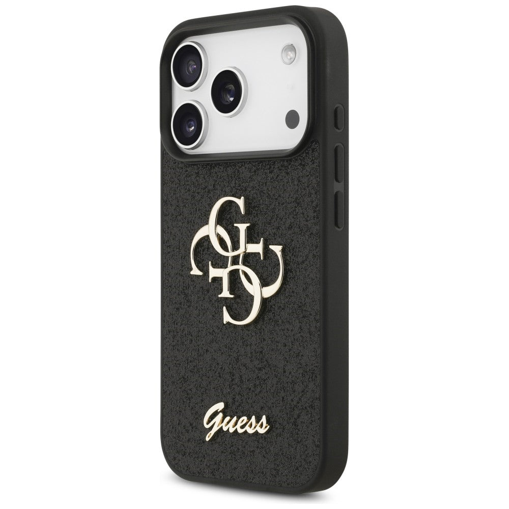 Guess Fixed Glitter Big 4G dėklas iPhone 17 Pro / 18 Pro - Juodas -- iPhone 17 Pro / iPhone 18 Pro