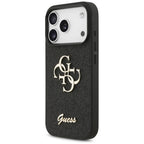 Guess Fixed Glitter Big 4G dėklas iPhone 17 Pro / 18 Pro - Juodas -- iPhone 17 Pro / iPhone 18 Pro