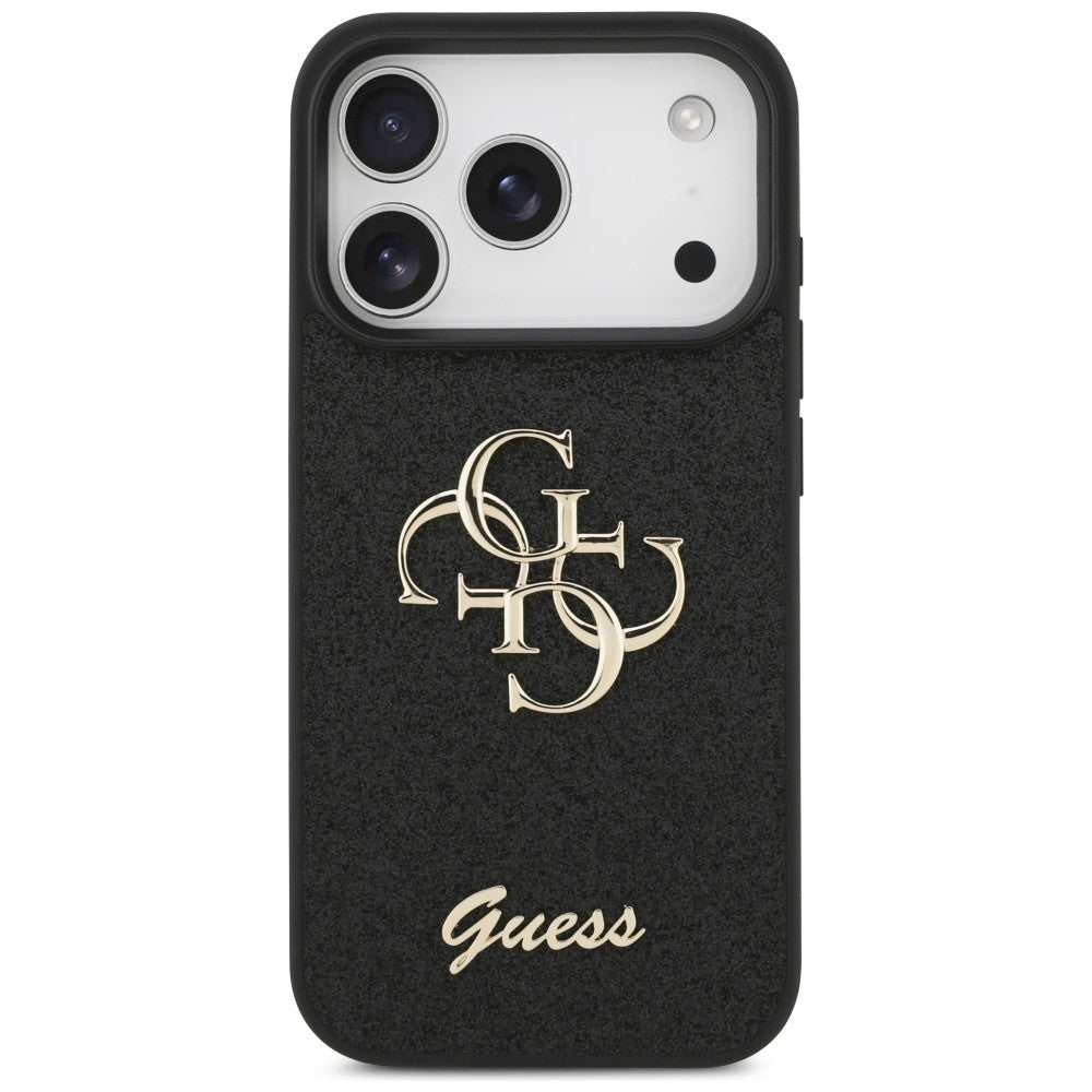 Guess Fixed Glitter Big 4G dėklas iPhone 17 Pro / 18 Pro - Juodas -- iPhone 17 Pro / iPhone 18 Pro