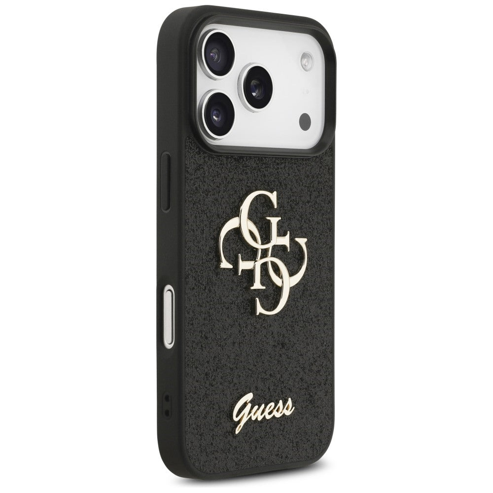 Guess Fixed Glitter Big 4G dėklas iPhone 17 Pro / 18 Pro - Juodas -- iPhone 17 Pro / iPhone 18 Pro