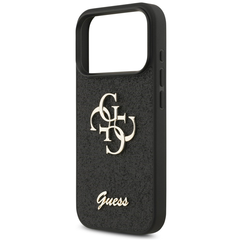 Guess Fixed Glitter Big 4G dėklas iPhone 17 Pro / 18 Pro - Juodas -- iPhone 17 Pro / iPhone 18 Pro