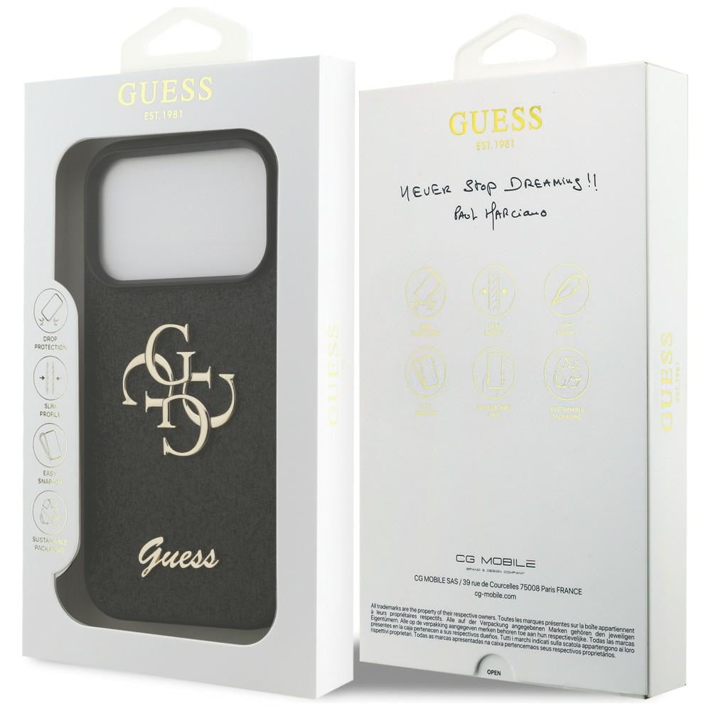 Guess Fixed Glitter Big 4G dėklas iPhone 17 Pro / 18 Pro - Juodas -- iPhone 17 Pro / iPhone 18 Pro