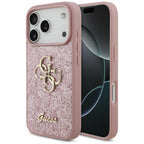 Guess Fixed Glitter Big 4G dėklas iPhone 17 Pro / 18 Pro - Rožinis -- iPhone 17 Pro / iPhone 18 Pro