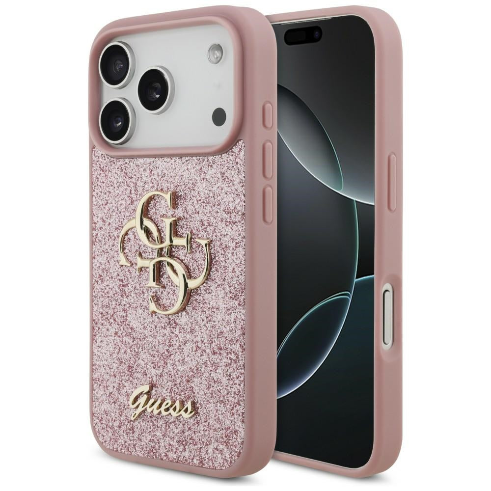 Guess Fixed Glitter Big 4G dėklas iPhone 17 Pro / 18 Pro - Rožinis -- iPhone 17 Pro / iPhone 18 Pro