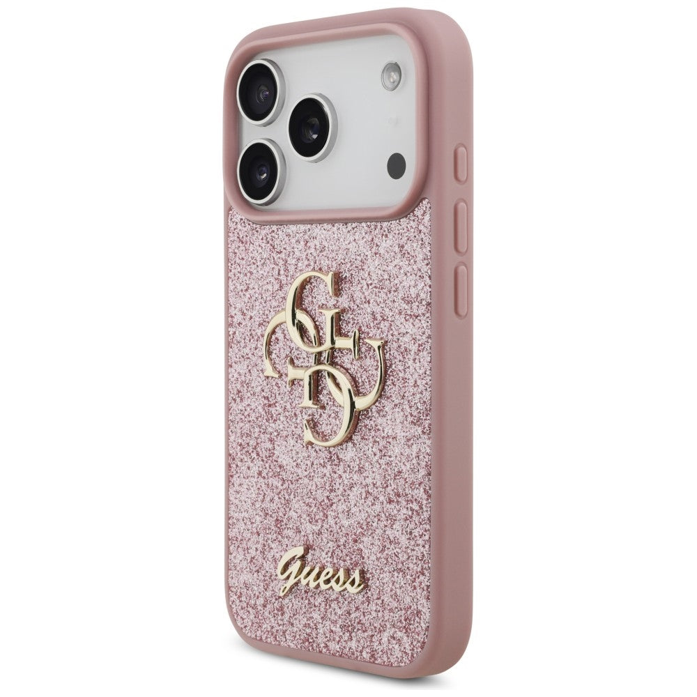 Guess Fixed Glitter Big 4G dėklas iPhone 17 Pro / 18 Pro - Rožinis -- iPhone 17 Pro / iPhone 18 Pro
