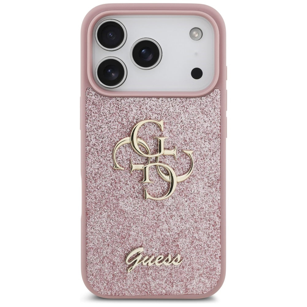 Guess Fixed Glitter Big 4G dėklas iPhone 17 Pro / 18 Pro - Rožinis -- iPhone 17 Pro / iPhone 18 Pro