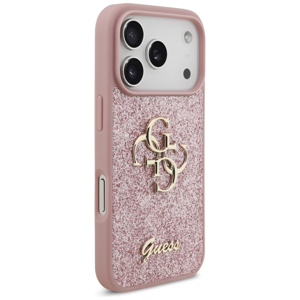 Guess Fixed Glitter Big 4G dėklas iPhone 17 Pro / 18 Pro - Rožinis -- iPhone 17 Pro / iPhone 18 Pro