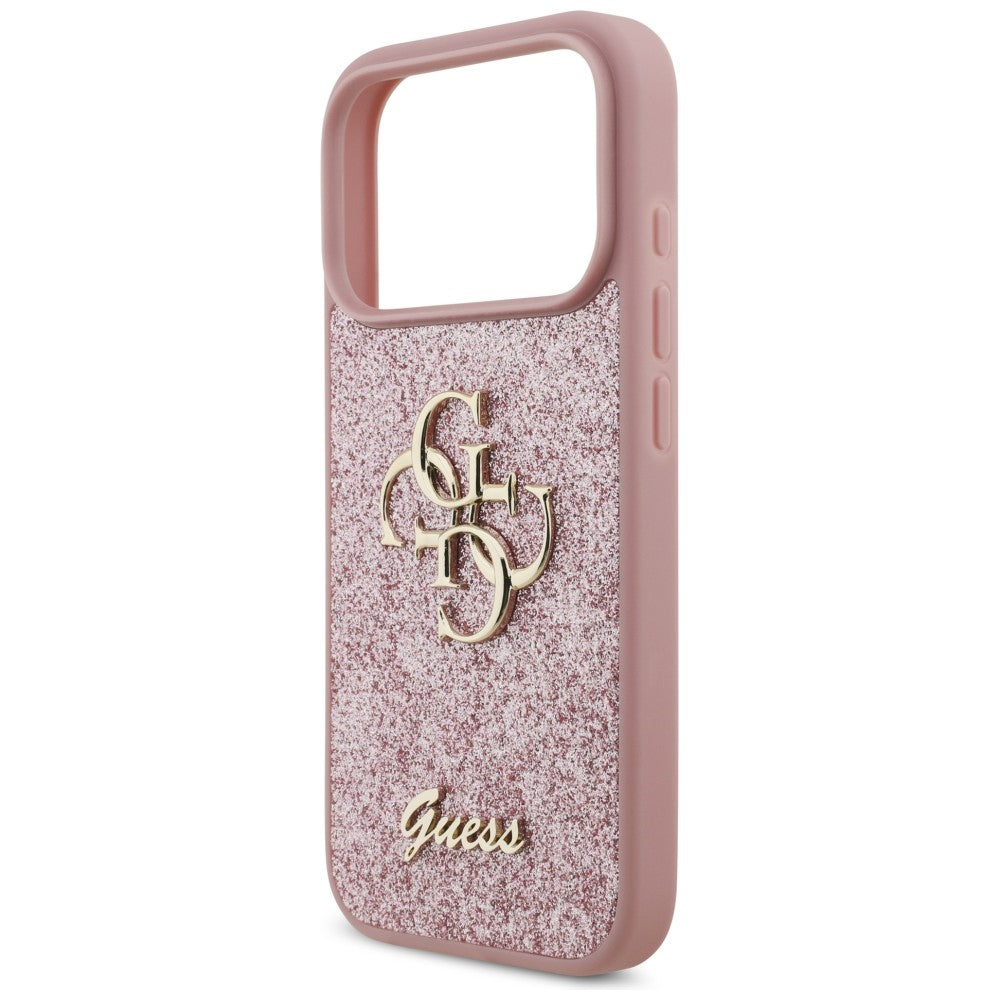 Guess Fixed Glitter Big 4G dėklas iPhone 17 Pro / 18 Pro - Rožinis -- iPhone 17 Pro / iPhone 18 Pro