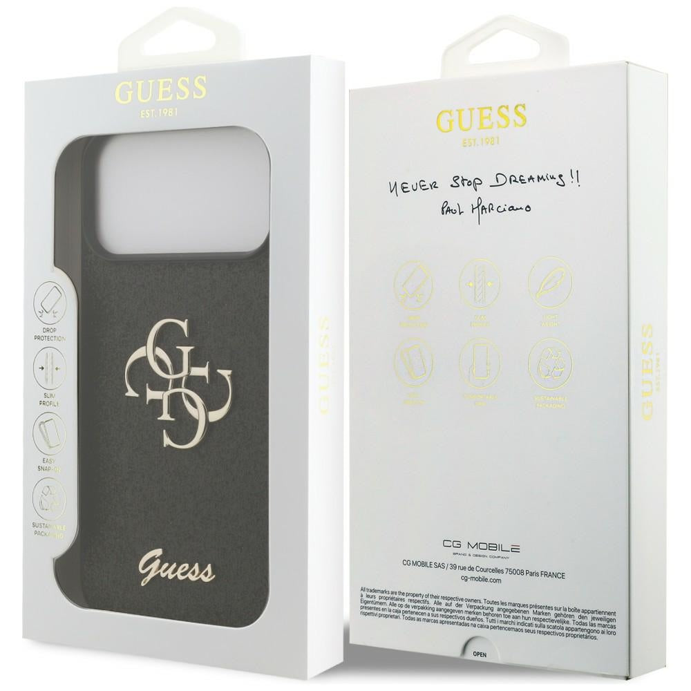 Guess Fixed Glitter Big 4G dėklas iPhone 17 Pro Max / 18 Pro Max - Juoda -- iPhone 17 Pro Max / iPhone 18 Pro Max