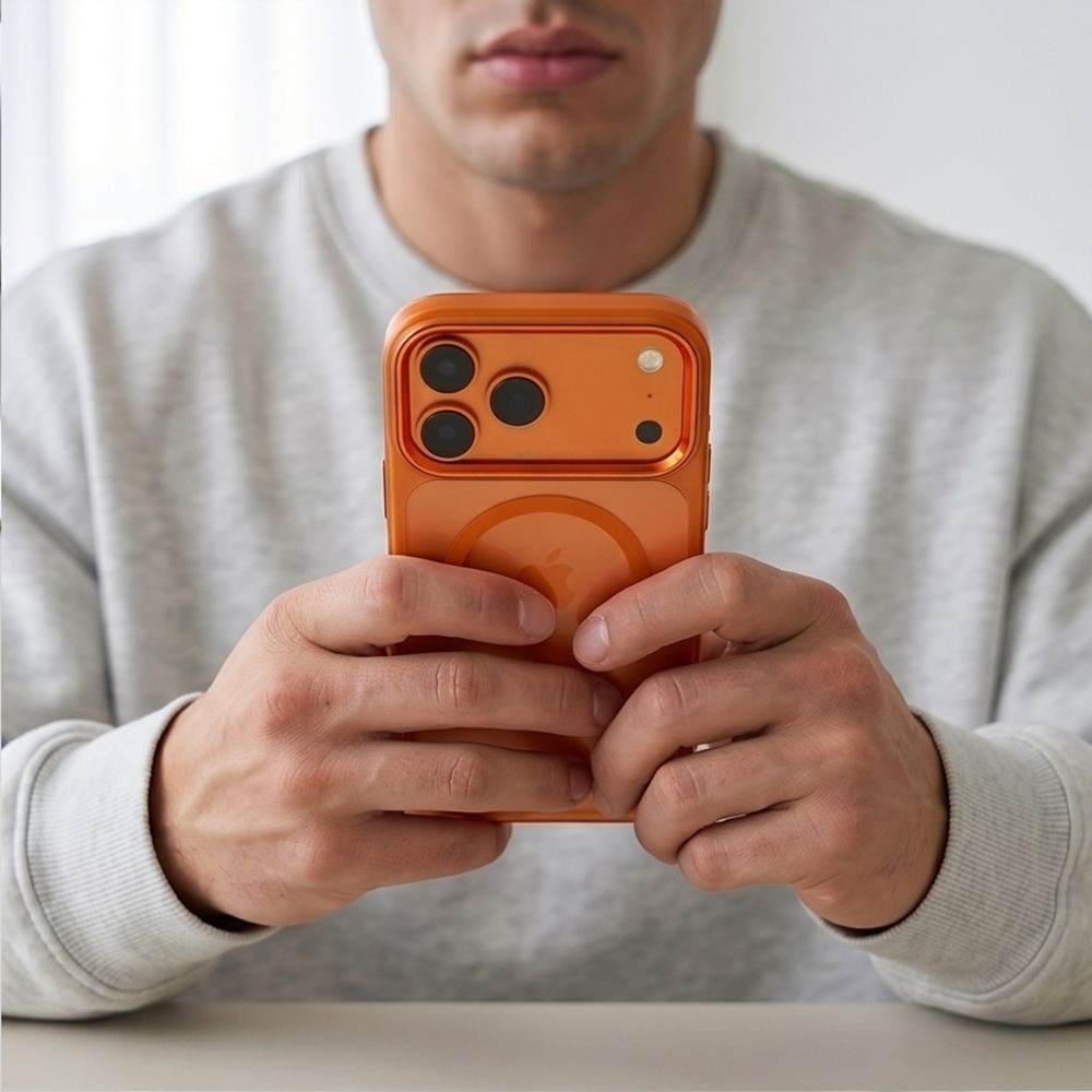 Tech-Protect Magmat Magsafe CC dėklas Apple iPhone 17 Pro / 18 Pro - oranžinis-skaidrus -- iPhone 17 Pro / iPhone 18 Pro