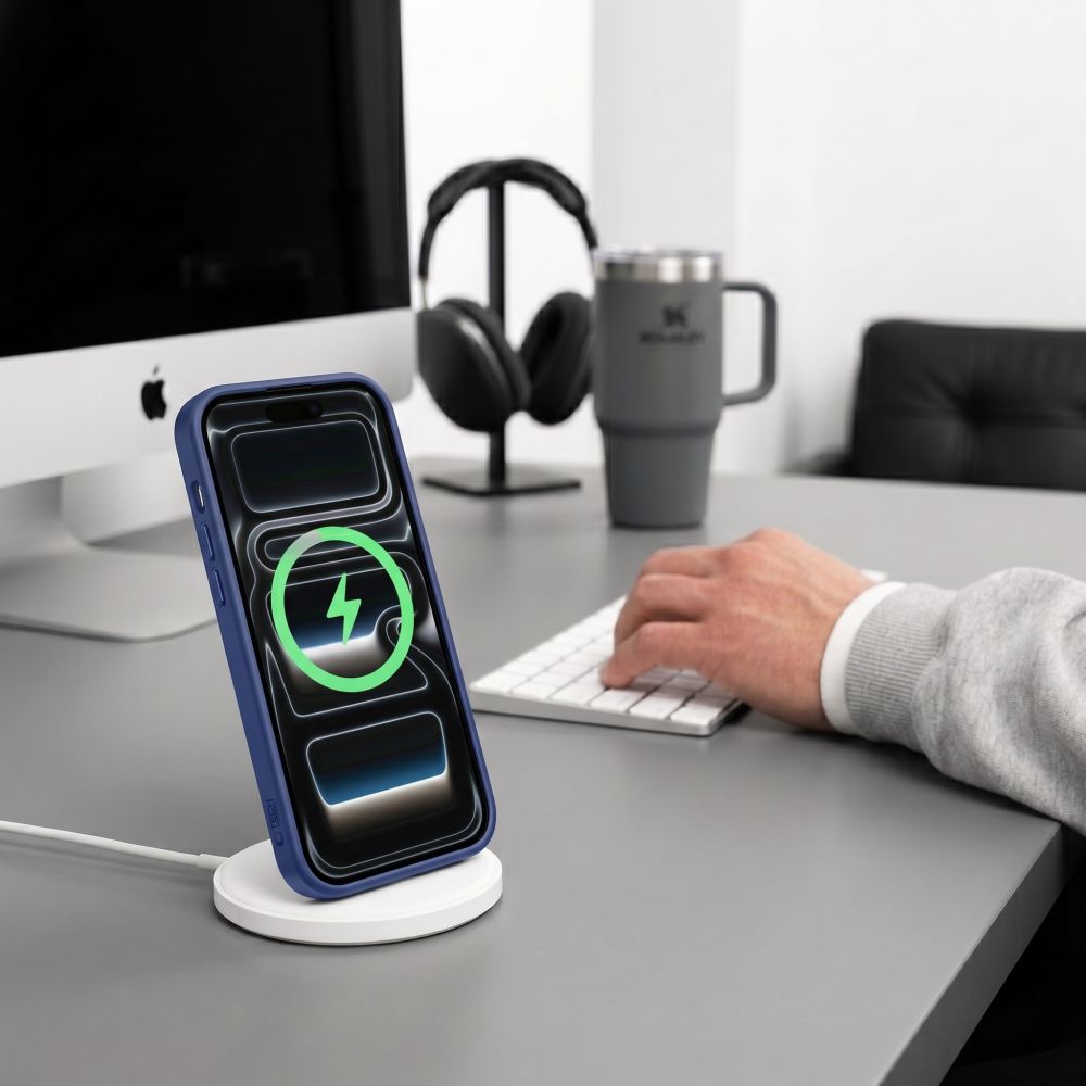 Tech-Protect Magmat Magsafe CC dėklas skirtas iPhone 17 Pro / 18 Pro - tamsiai mėlyna ir skaidri -- iPhone 17 Pro /...