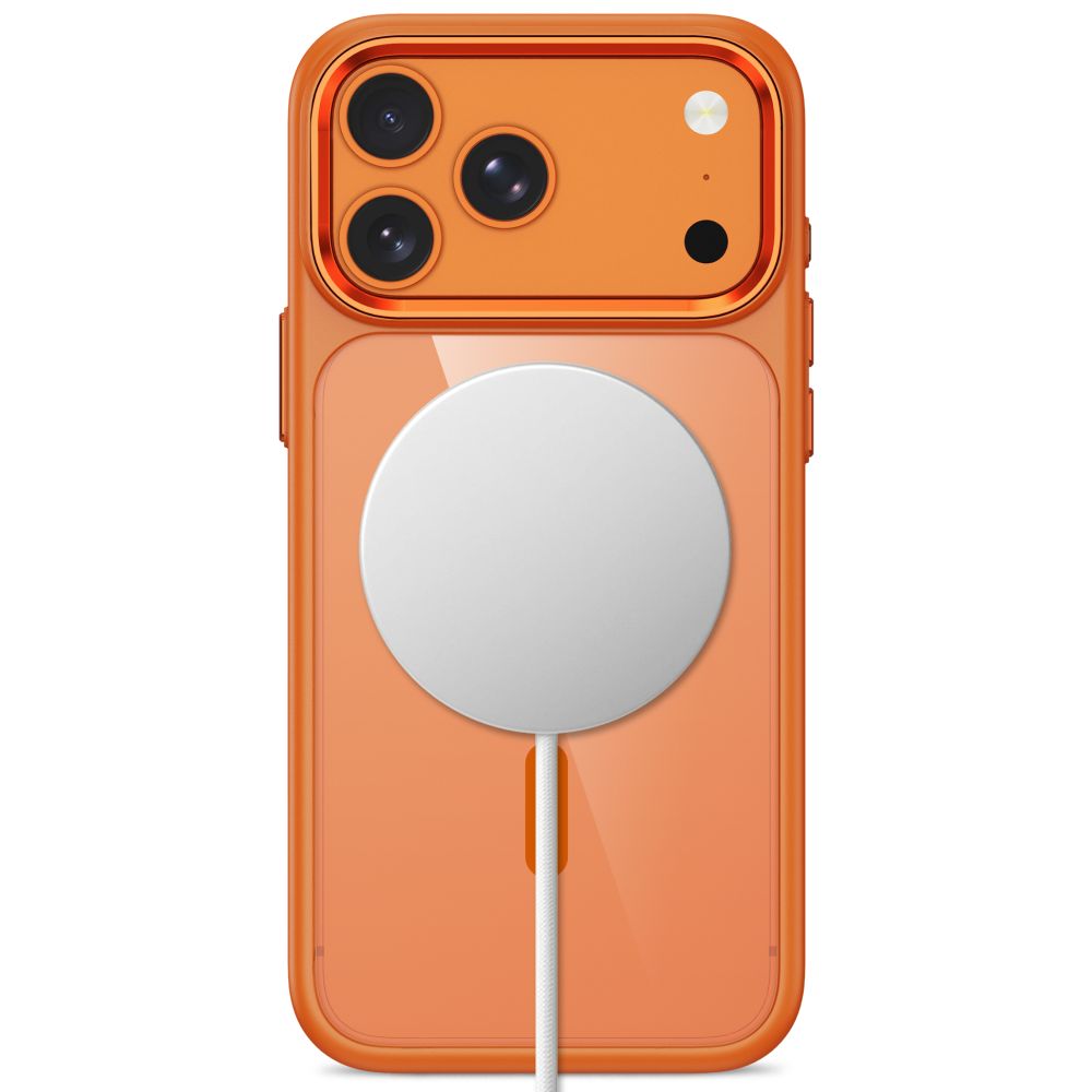 Tech-Protect Magmat Magsafe CC dėklas skirtas iPhone 17 Pro Max / 18 Pro Max - oranžinis-skaidri -- iPhone 17 Pro Max /...