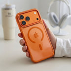 Tech-Protect Magmat Magsafe CC dėklas skirtas iPhone 17 Pro Max / 18 Pro Max - oranžinis-skaidri -- iPhone 17 Pro Max /...