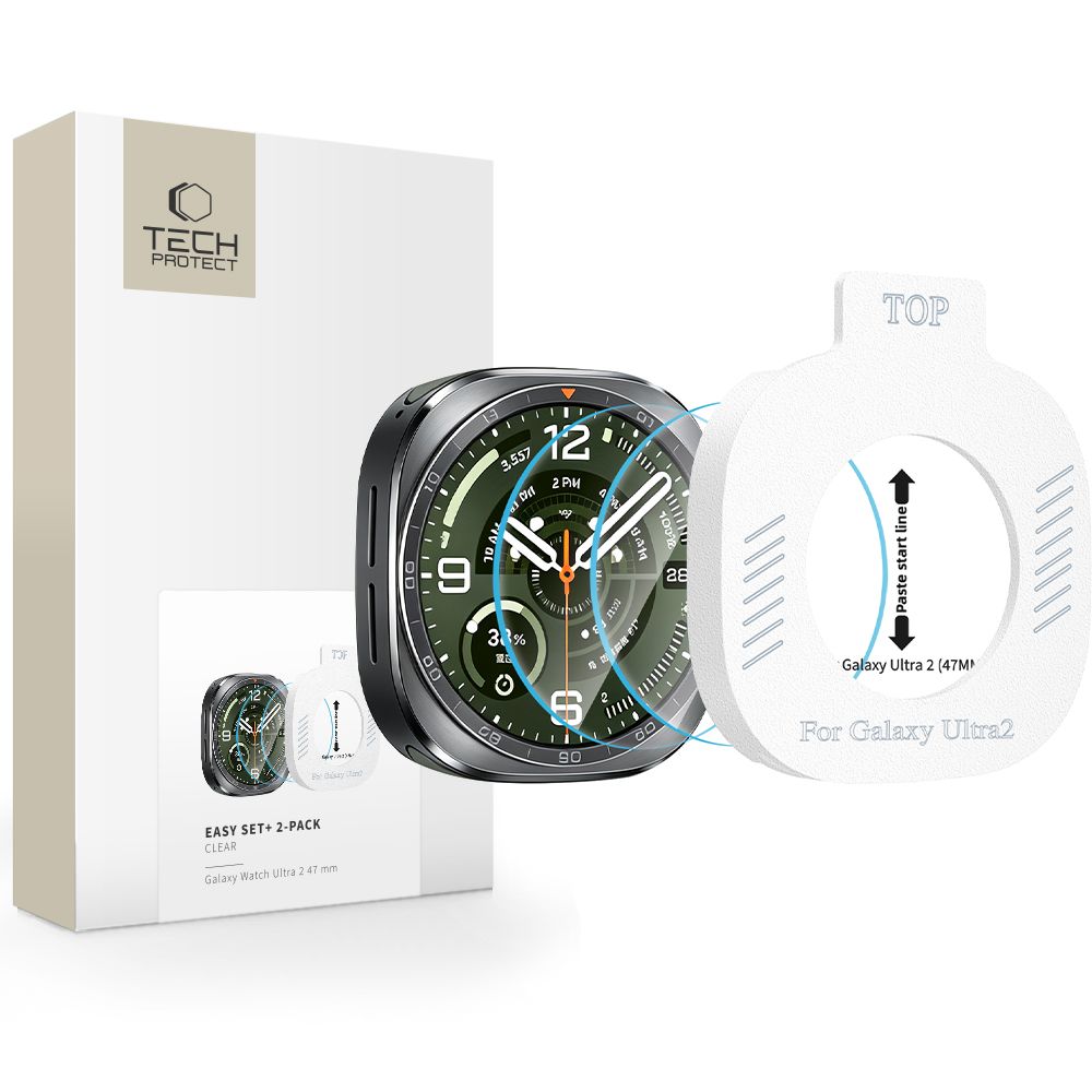 Tech-Protect Easy Set+ 2-Pack grūdintas stiklas Samsung Galaxy Watch Ultra 47mm -- Samsung Galaxy Watch Ultra (47 mm)