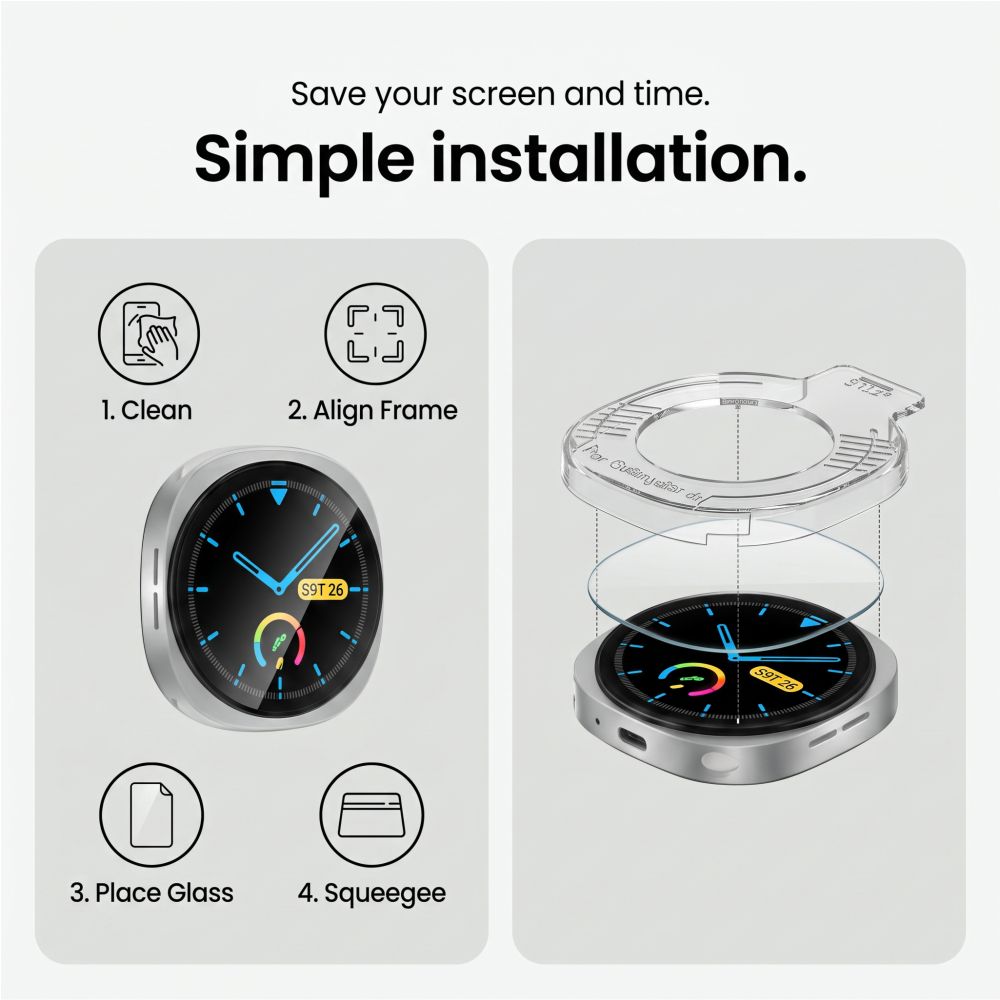 Tech-Protect Easy Set+ 2-Pack grūdintas stiklas Samsung Galaxy Watch Ultra 47mm -- Samsung Galaxy Watch Ultra (47 mm)