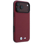 BMW M Carbon Metal Logo MagSafe dėklas iPhone 17 Pro / 18 Pro - Bordo -- iPhone 17 Pro / iPhone 18 Pro