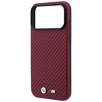 BMW M Carbon Metal Logo MagSafe dėklas iPhone 17 Pro / 18 Pro - Bordo -- iPhone 17 Pro / iPhone 18 Pro