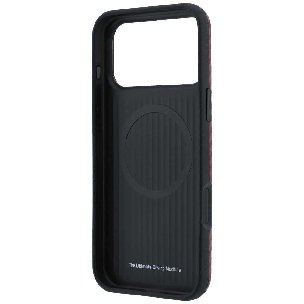BMW M Carbon Metal Logo MagSafe dėklas iPhone 17 Pro / 18 Pro - Bordo -- iPhone 17 Pro / iPhone 18 Pro