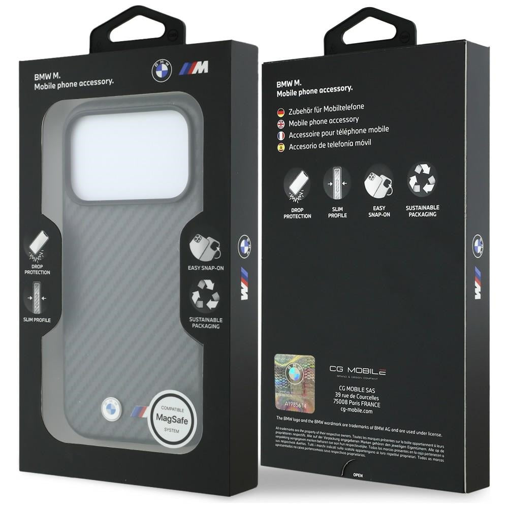 BMW M Carbon Metal Logo MagSafe dėklas iPhone 17 Pro / 18 Pro - Pilka -- iPhone 17 Pro / iPhone 18 Pro