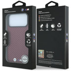BMW M Carbon Metal Logo MagSafe dėklas iPhone 17 Pro Max / 18 Pro Max - Bordo -- iPhone 17 Pro Max / iPhone 18 Pro Max