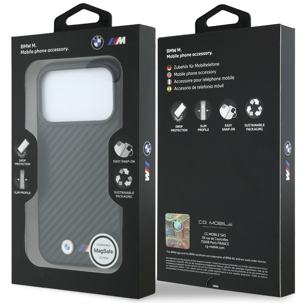 BMW M Carbon Metal Logo MagSafe dėklas iPhone 17 Pro Max / 18 Pro Max - Juoda -- iPhone 17 Pro Max / iPhone 18 Pro Max