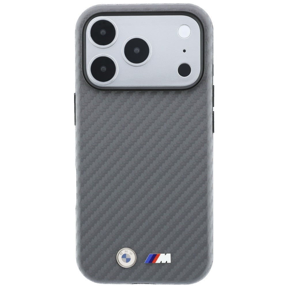 BMW M Carbon Metal Logo MagSafe dėklas iPhone 17 Pro Max / 18 Pro Max - Pilka -- iPhone 17 Pro Max / iPhone 18 Pro Max
