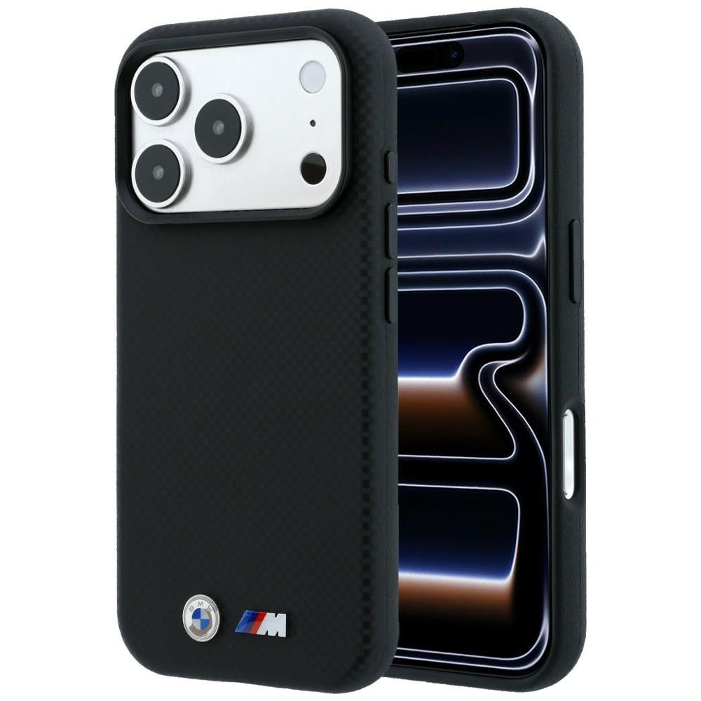 BMW M Quadrille Kevlar Metal Logo MagSafe dėklas skirtas iPhone 17 Pro / 18 Pro - Juoda -- iPhone 17 Pro / iPhone 18 Pro