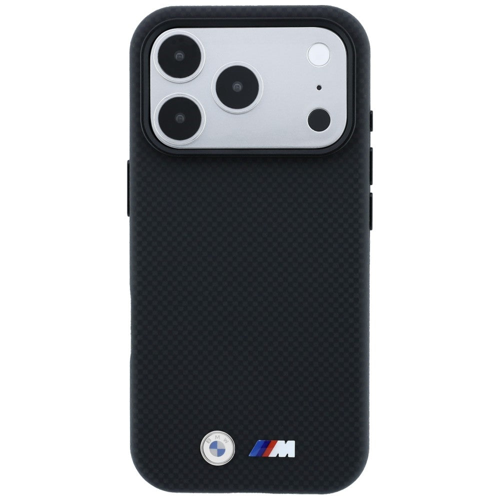BMW M Quadrille Kevlar Metal Logo MagSafe dėklas skirtas iPhone 17 Pro / 18 Pro - Juoda -- iPhone 17 Pro / iPhone 18 Pro