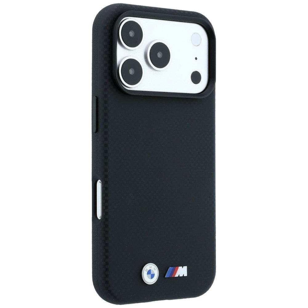 BMW M Quadrille Kevlar Metal Logo MagSafe dėklas skirtas iPhone 17 Pro Max / 18 Pro Max - Juoda -- iPhone 17 Pro Max /...