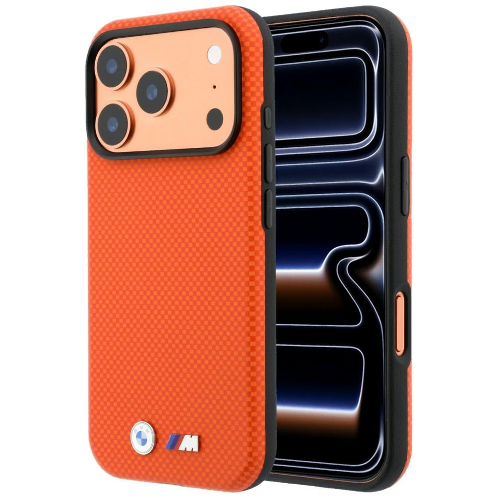 BMW M Quadrille Kevlar Metal Logo MagSafe dėklas skirtas iPhone 17 Pro Max / 18 Pro Max - Oranžinė -- iPhone 17 Pro Max /...